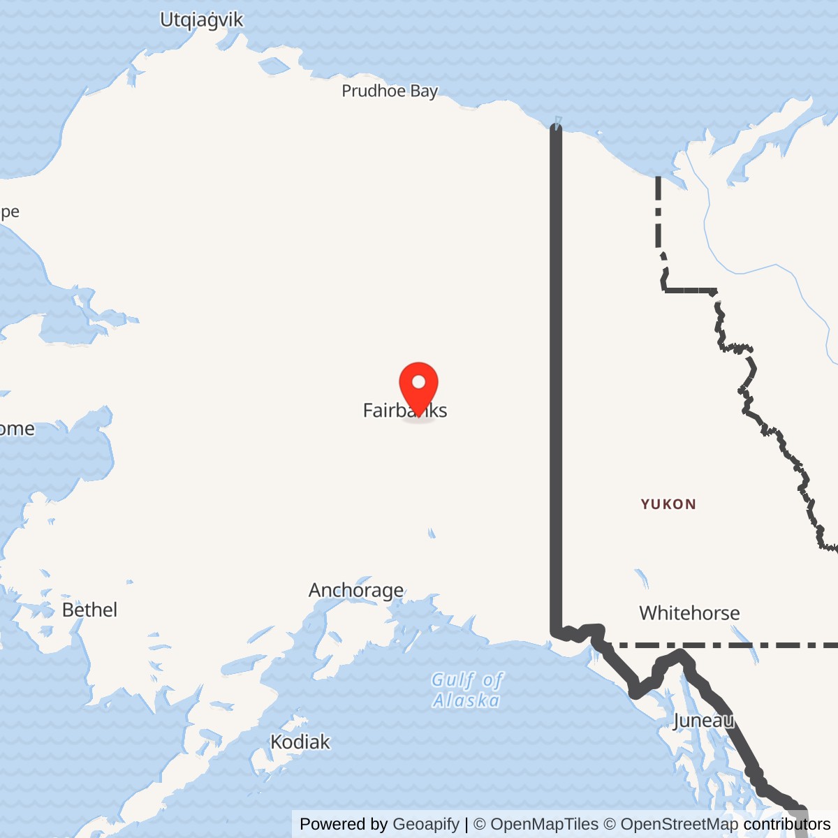 Map showing location of Eielson Air Force Base Alaska