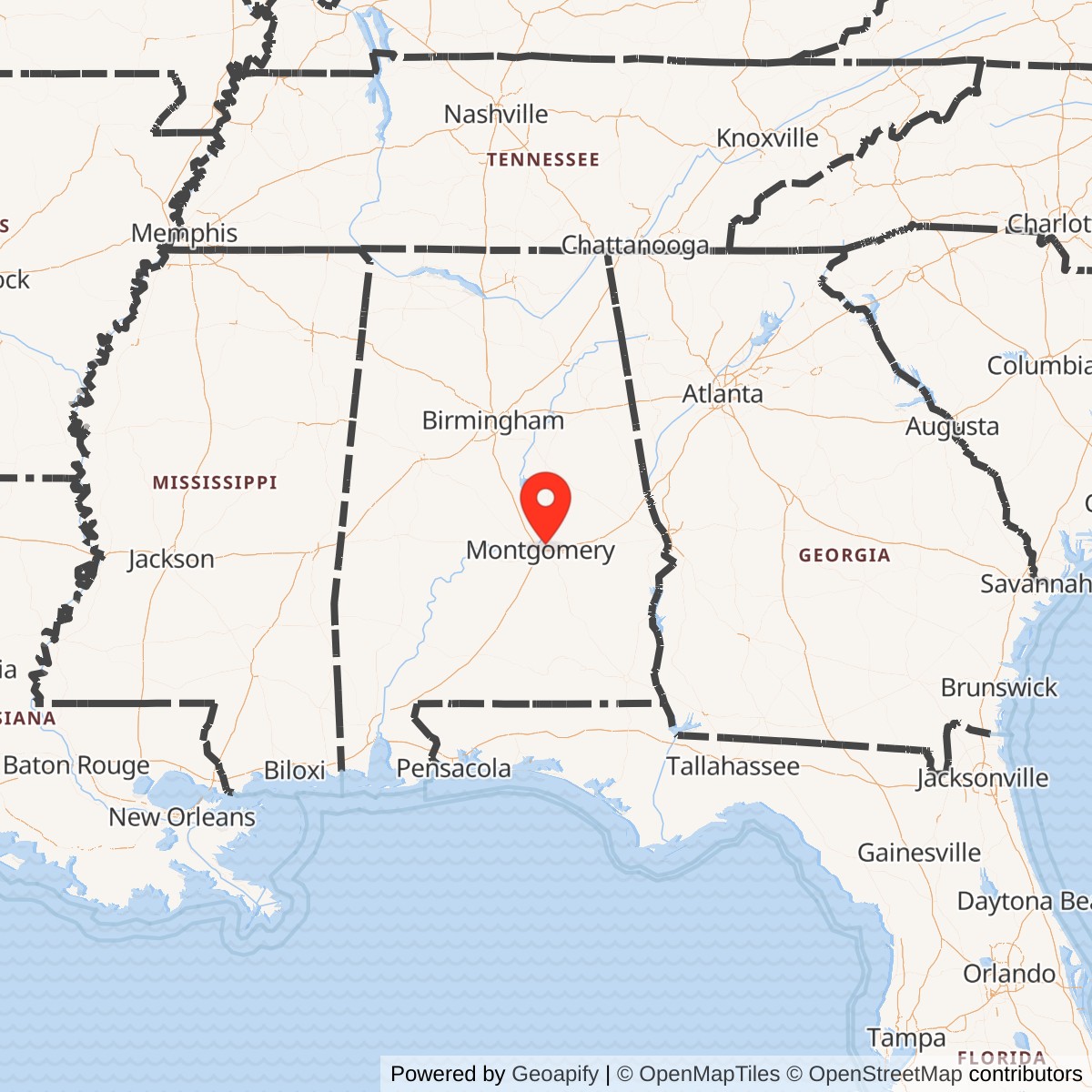 Map showing location of Gunter Air Force Anex Alabama