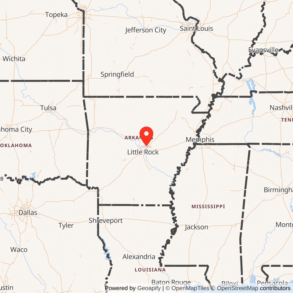 Map showing location of Little Rock Air Force Base, Arkansas