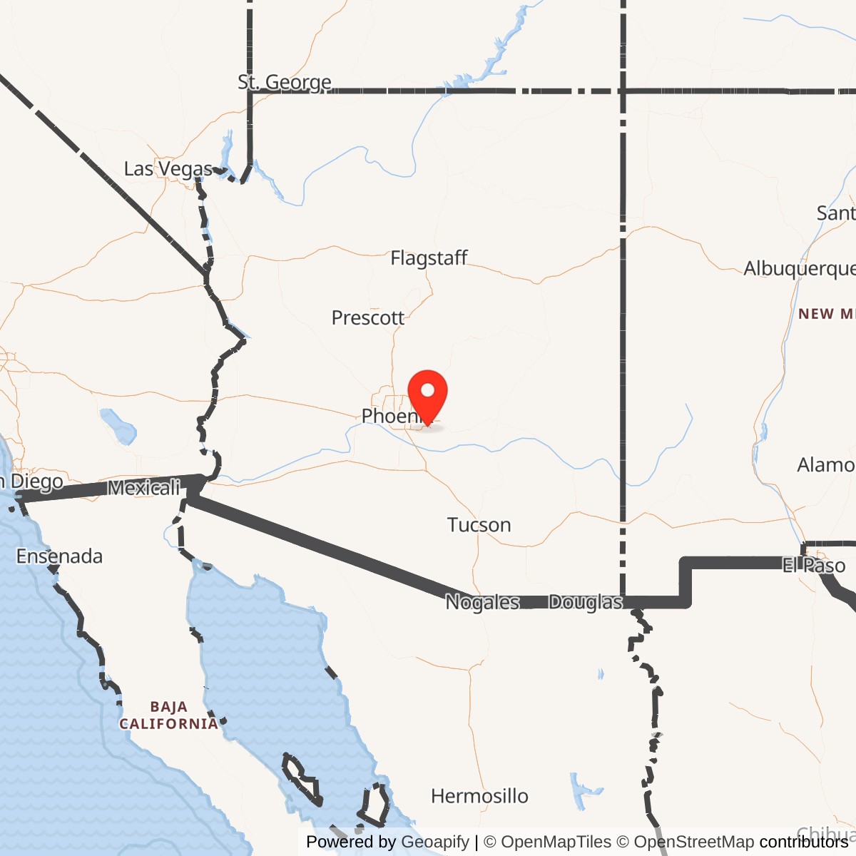 Map showing location of Williams Air Force Base, Arizona