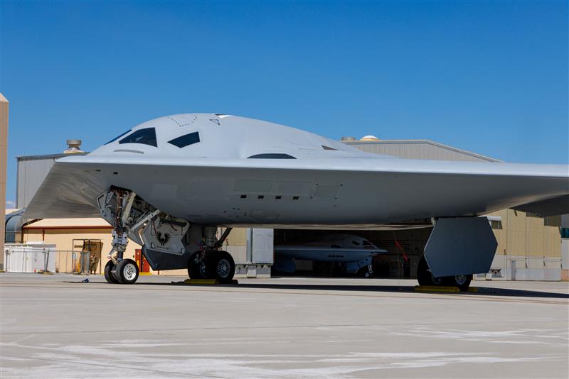 A second B-21 Raider, the world's sixth-generation stealth bomber, test aircraft arrives at Edwards Air Force Base, Calif., Sept. 11, 2025