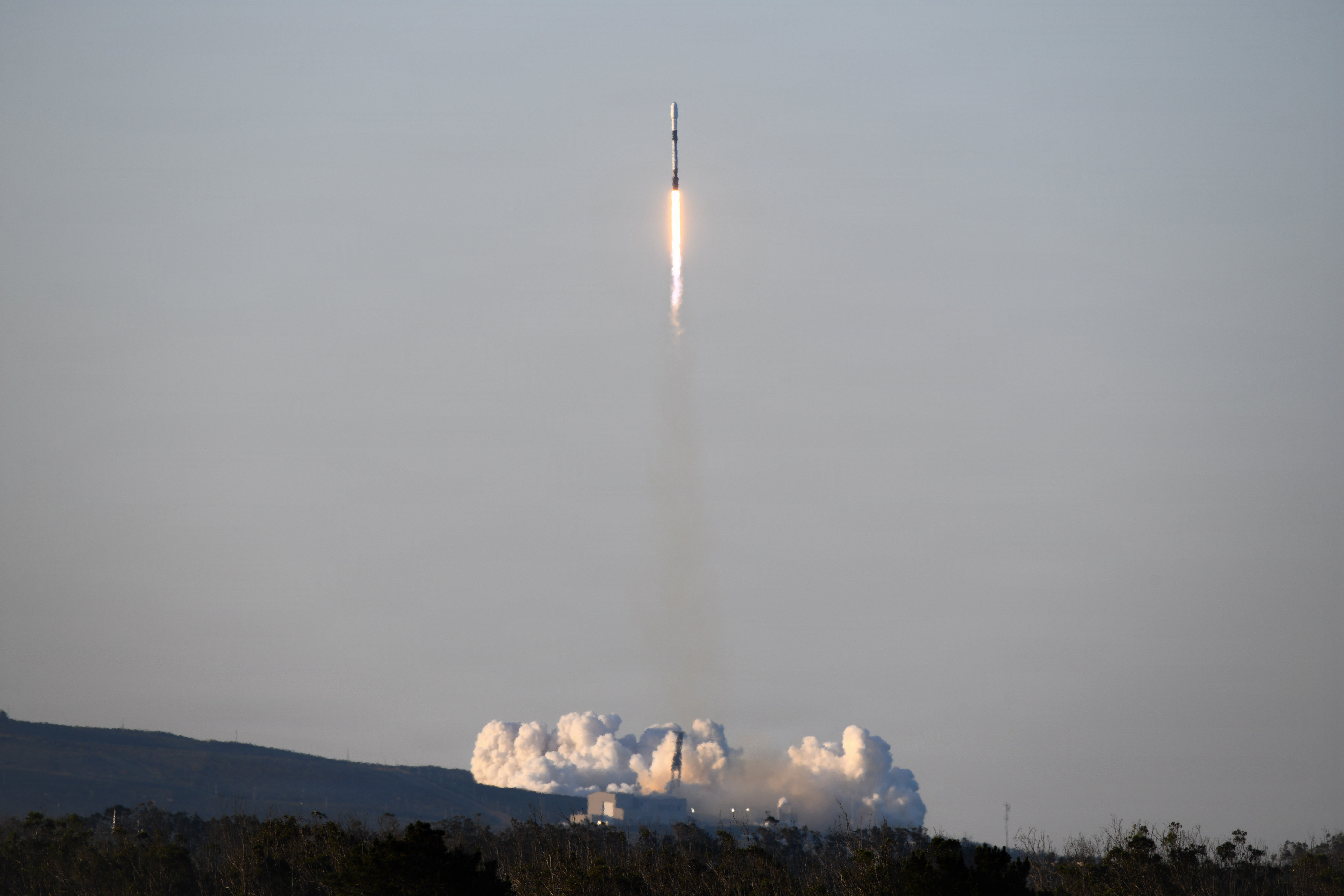 A Falcon 9 rocket carrying the Starlink 17-32 mission launches from Space Launch Complex 4 East (SLC-4E) at Vandenberg Space Force Base, Calif., Feb. 2, 2026