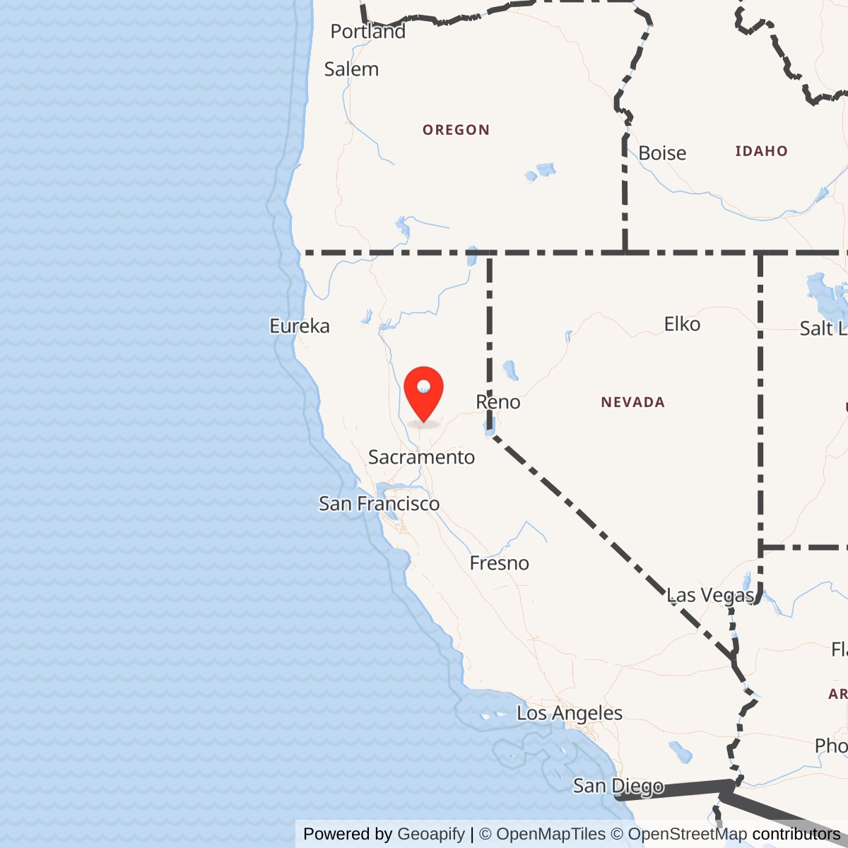 Map showing location of Beale Air Force Base, California