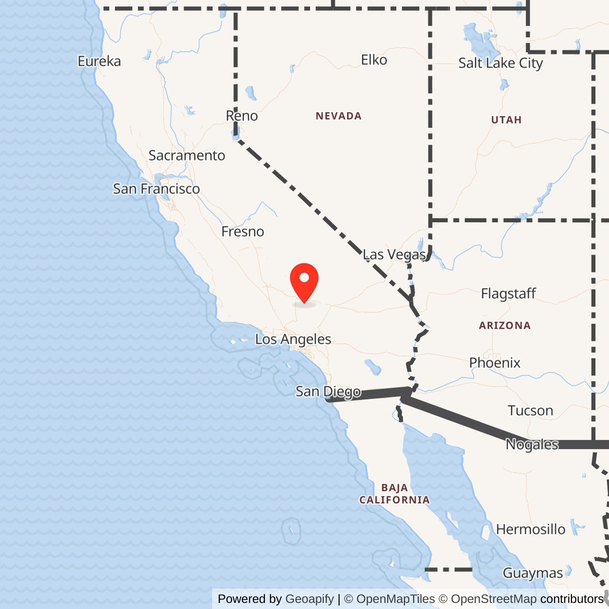 Map showing location of Edwards Air Force Base, California