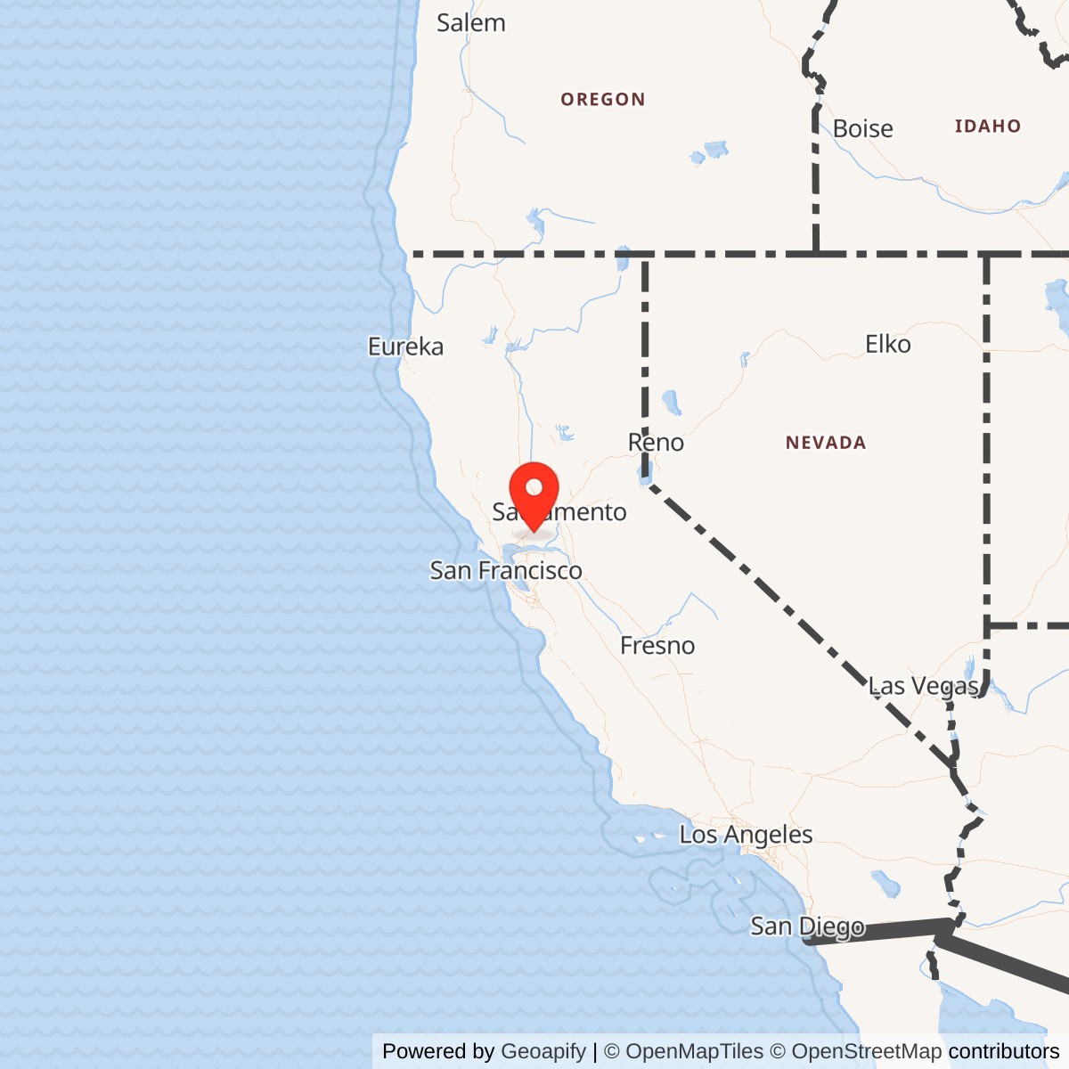 Map showing location of Travis Air Force Base, California