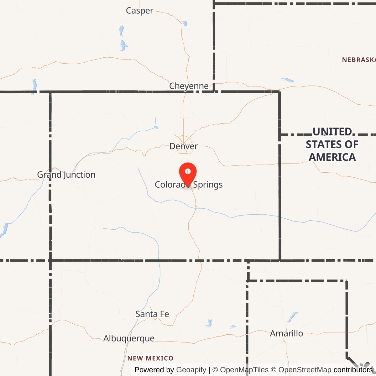Map showing location of Cheyenne Mountain Space Force Station, Colorado
