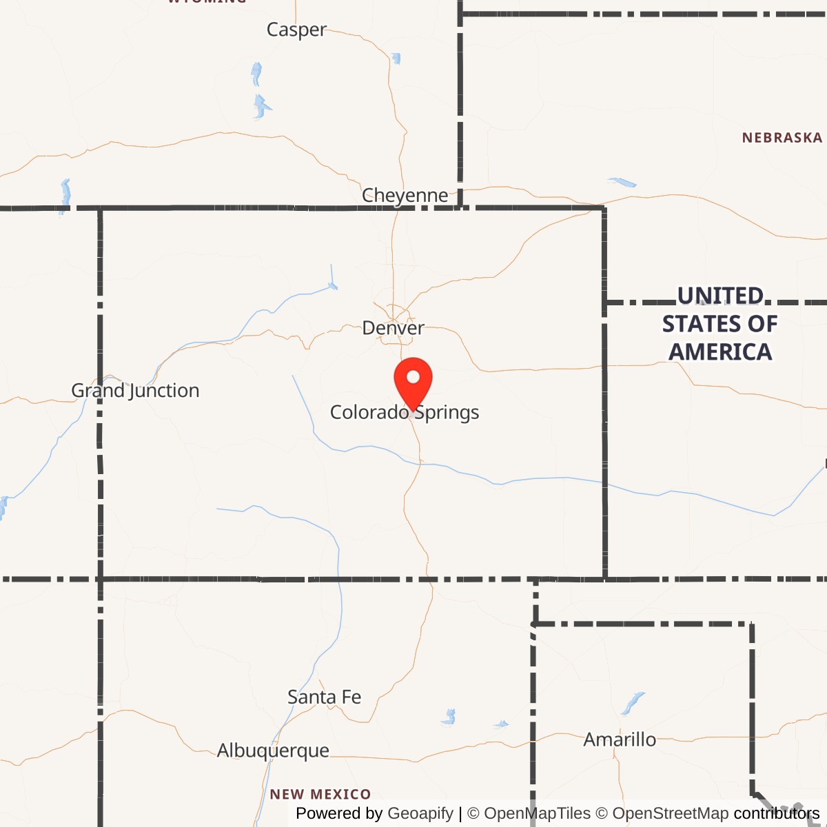 Map showing location of Peterson Air Force Base, Colorado