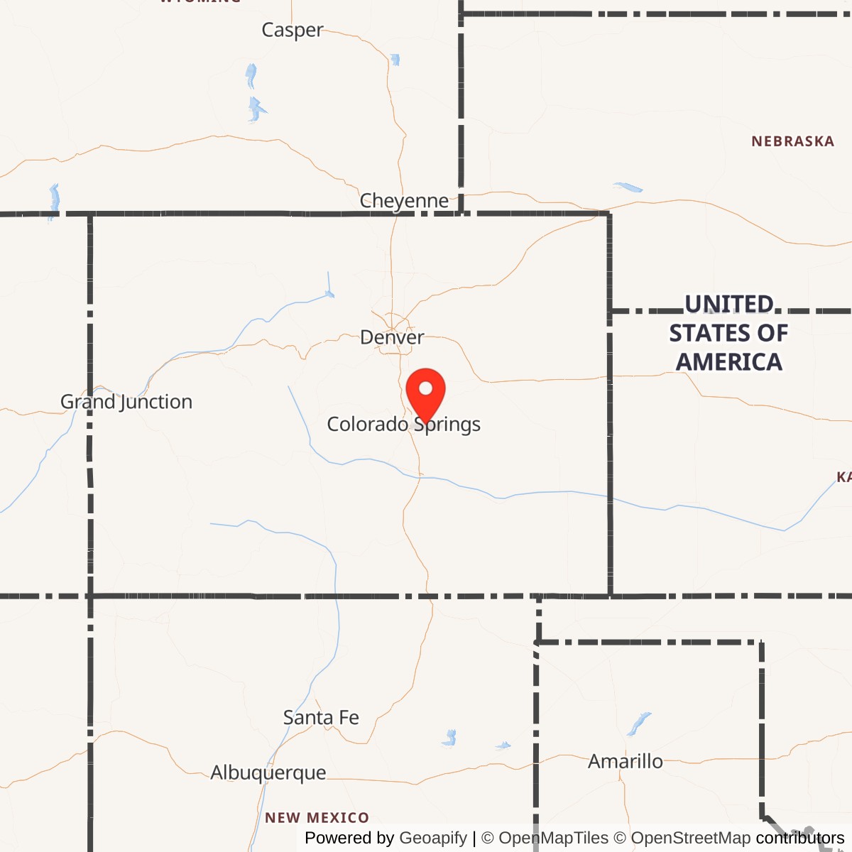 Map showing location of Schriever Space Force Base, Colorado