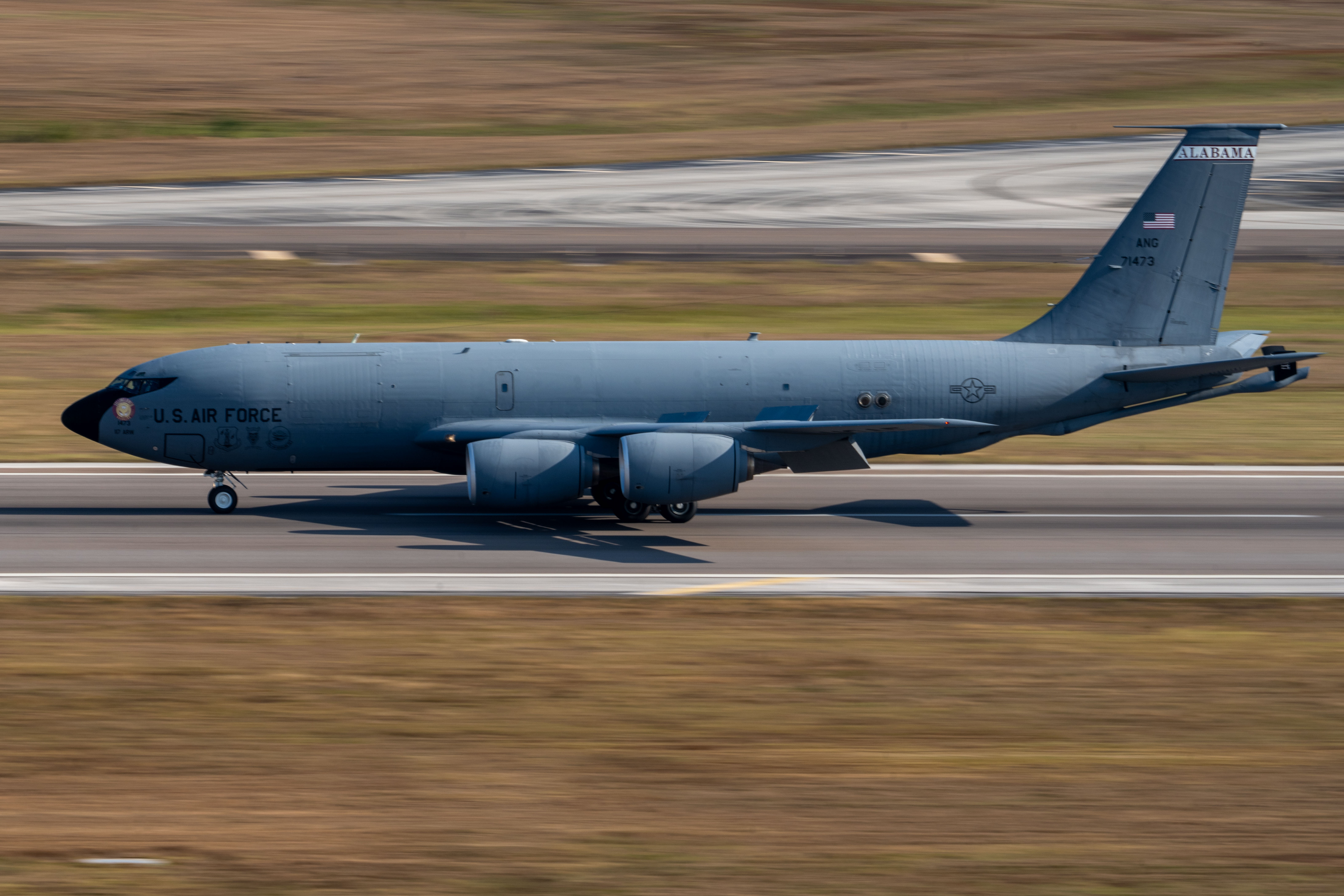 A U.S. Air Force KC-135 Stratotanker assigned to the 6th Air Refueling Wing arrives at MacDill Air Force Base, Florida, Nov. 18, 2025