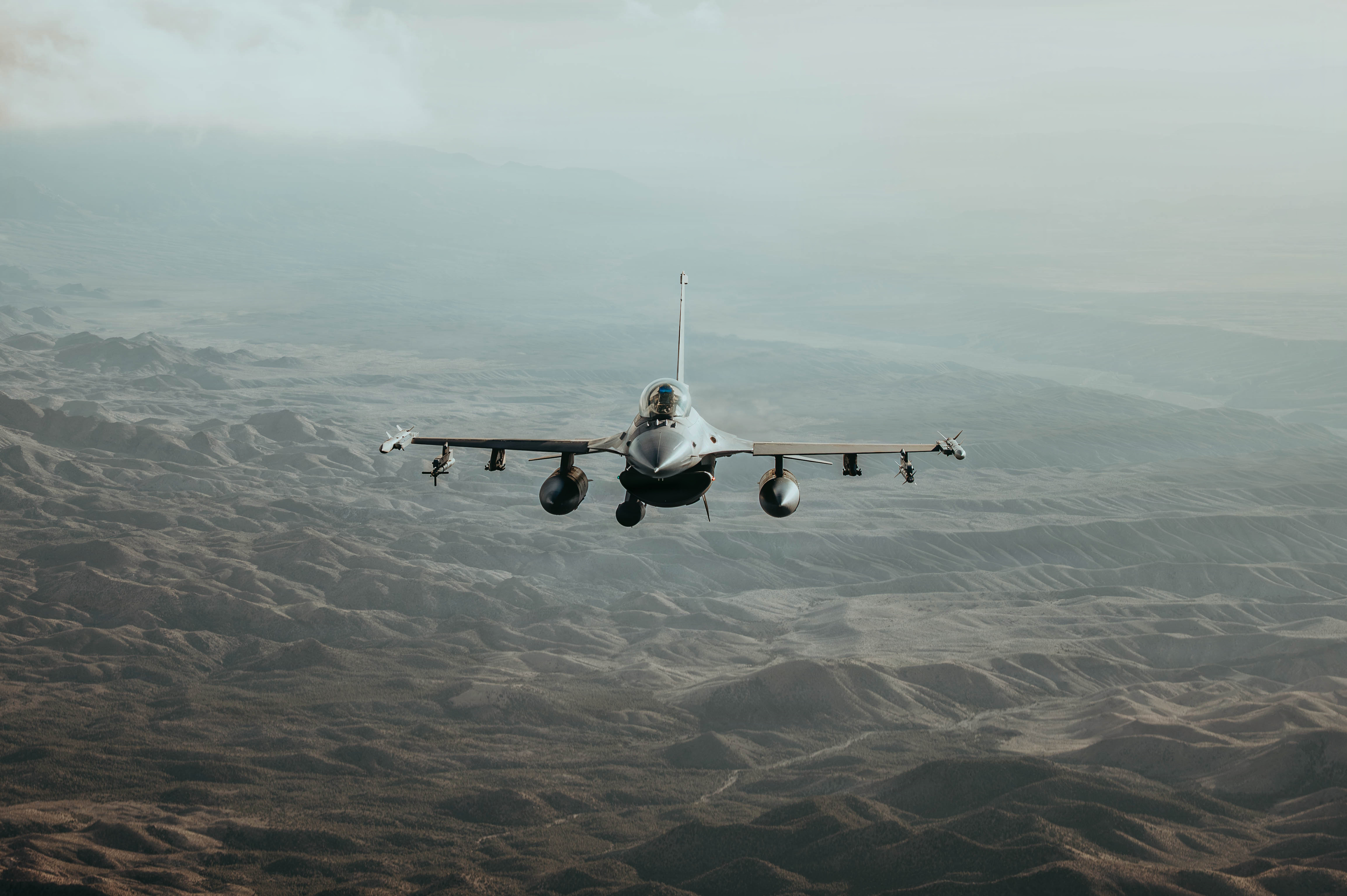 A U.S. Air Force F-16C Fighting Falcon assigned to the Homestead Air Reserve Base, Florida flies during Red Flag-Nellis 26-1 over Nevada, Feb. 3, 2026
