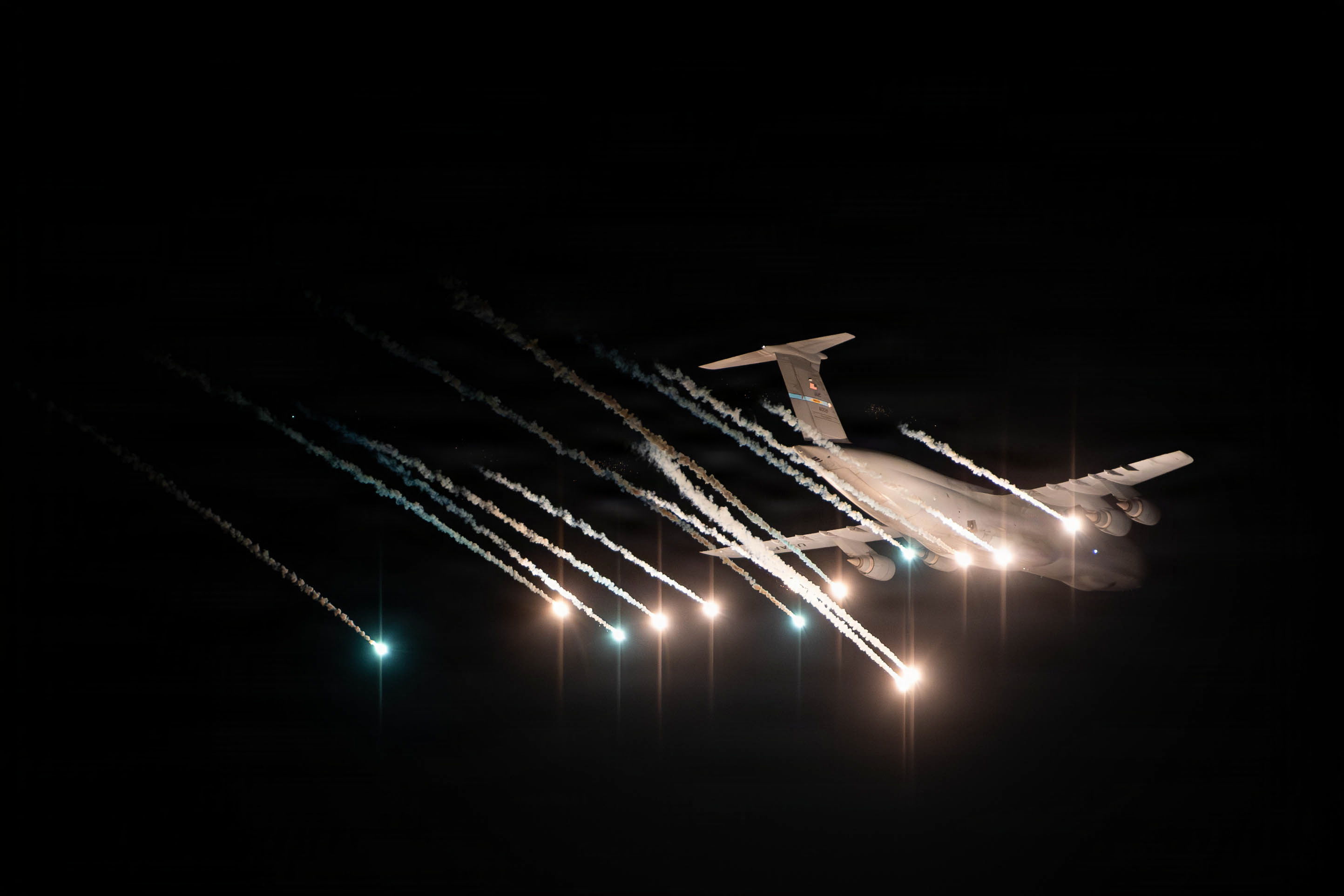 A C-5M Super Galaxy conducts flare testing operations at Eglin Air Force Base, Florida, Feb. 12, 2026