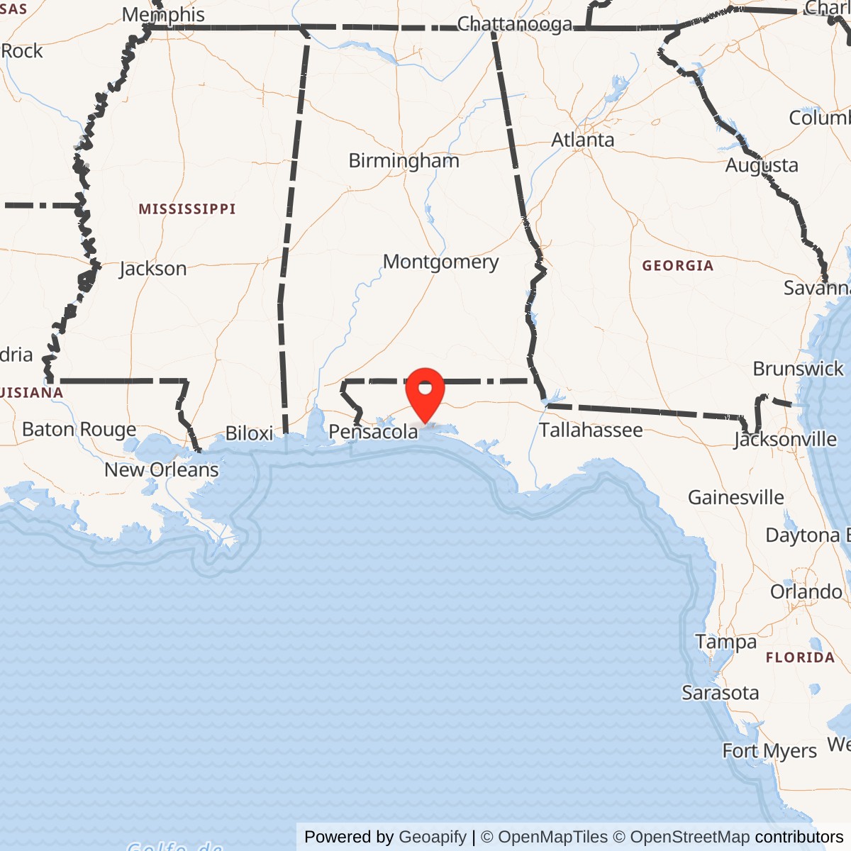 Map showing location of Eglin Air Force Base, Florida