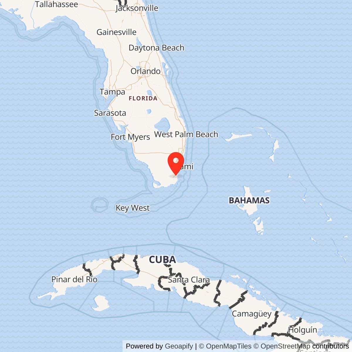 Map showing location of Homestead Air Reserve Base, Florida