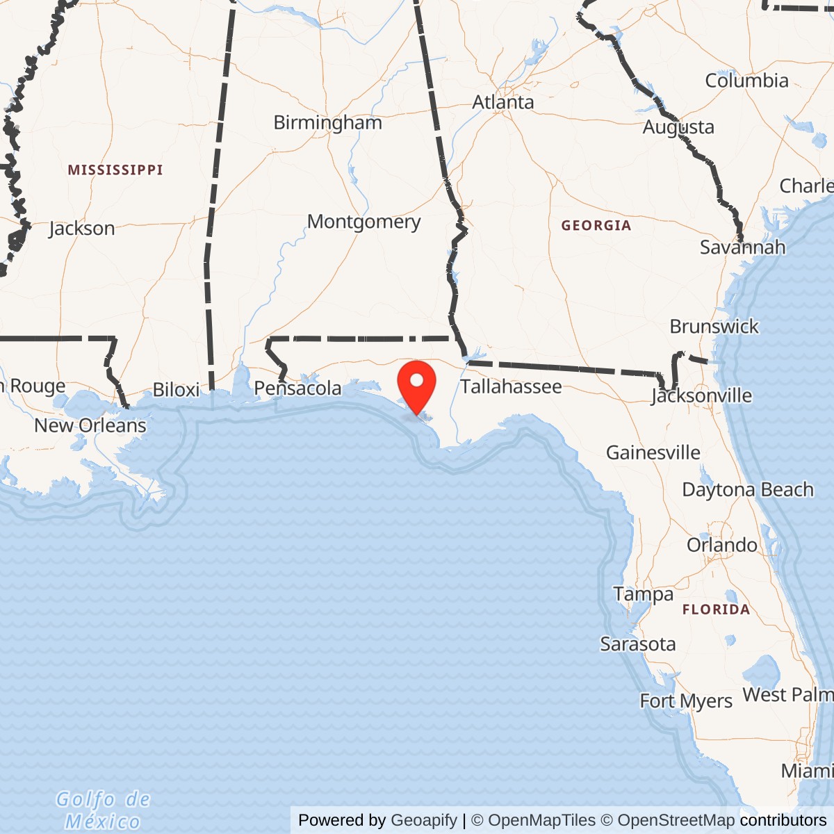 Map showing location of Tyndall Air Force Base, Florida