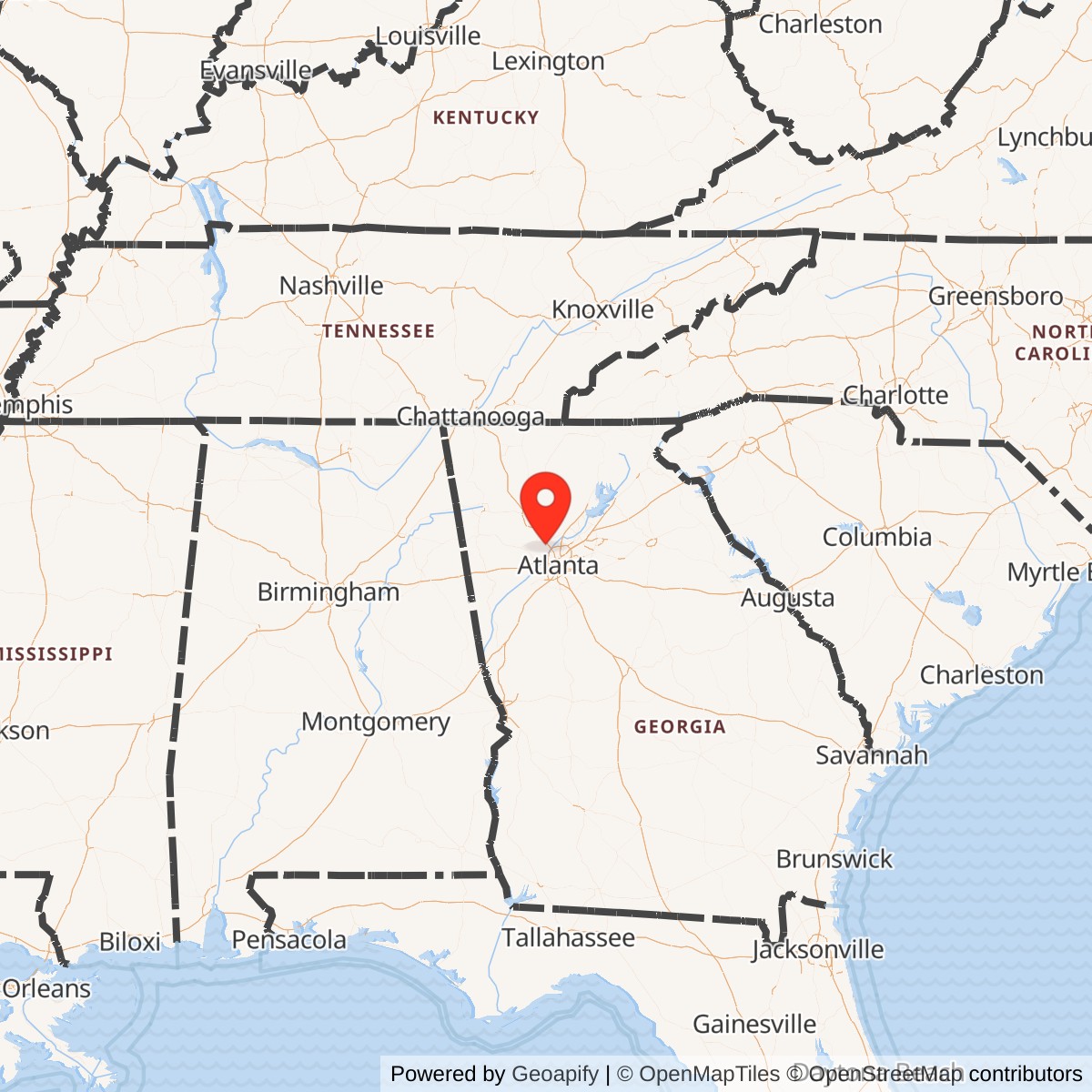 Map showing location of Dobbins Air Force Base