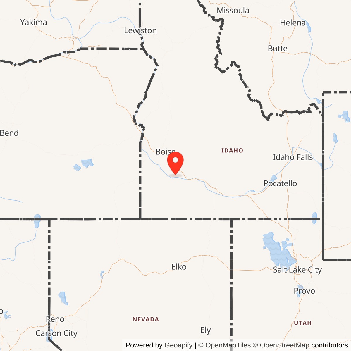 Map showing location of Mountain Home Air Force Base, Idaho