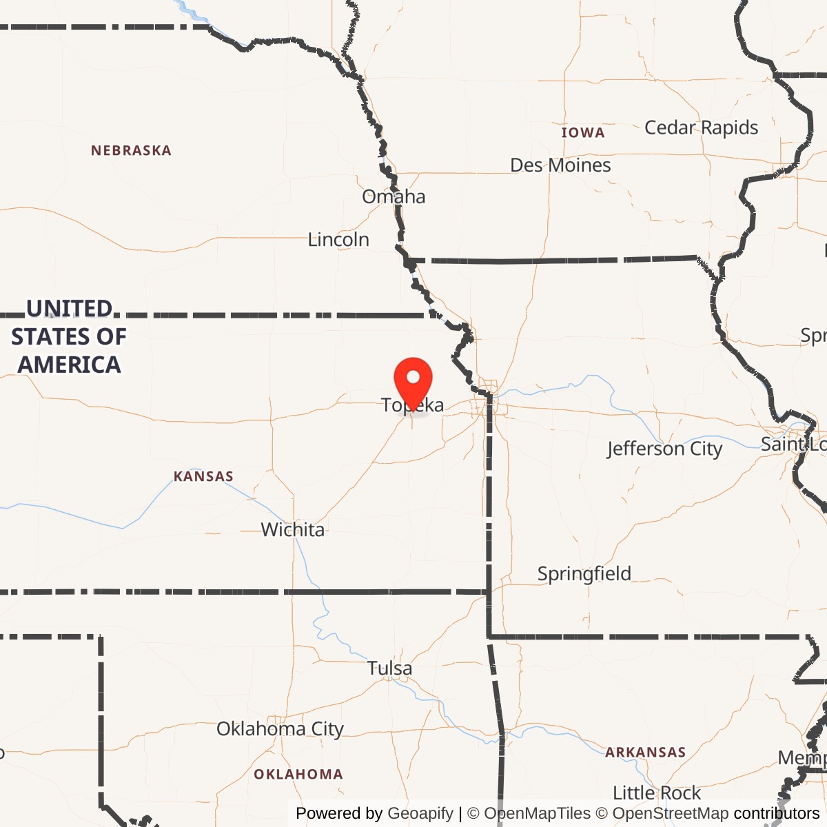 Map showing location of Forbes Air Force Base, Kansas
