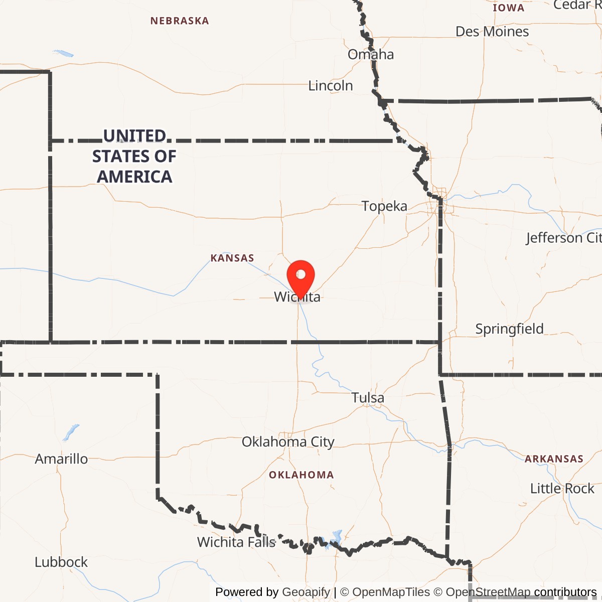 Map showing location of McConnell Air Force Base, Kansas