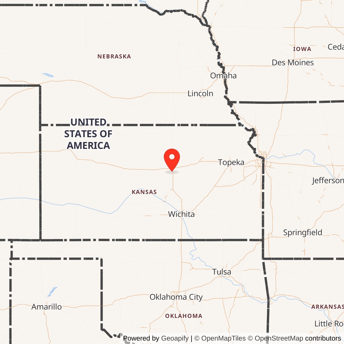 Map showing location of Schilling Air Force Base, Kansas