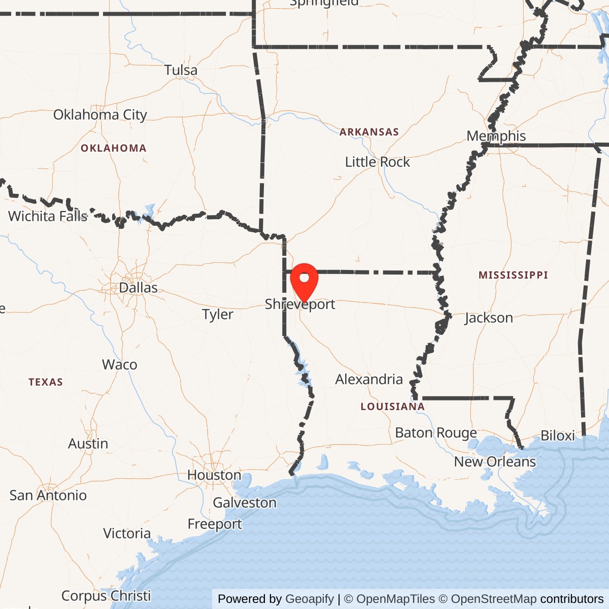 Map showing location of Barksdale Air Force Base, Louisiana