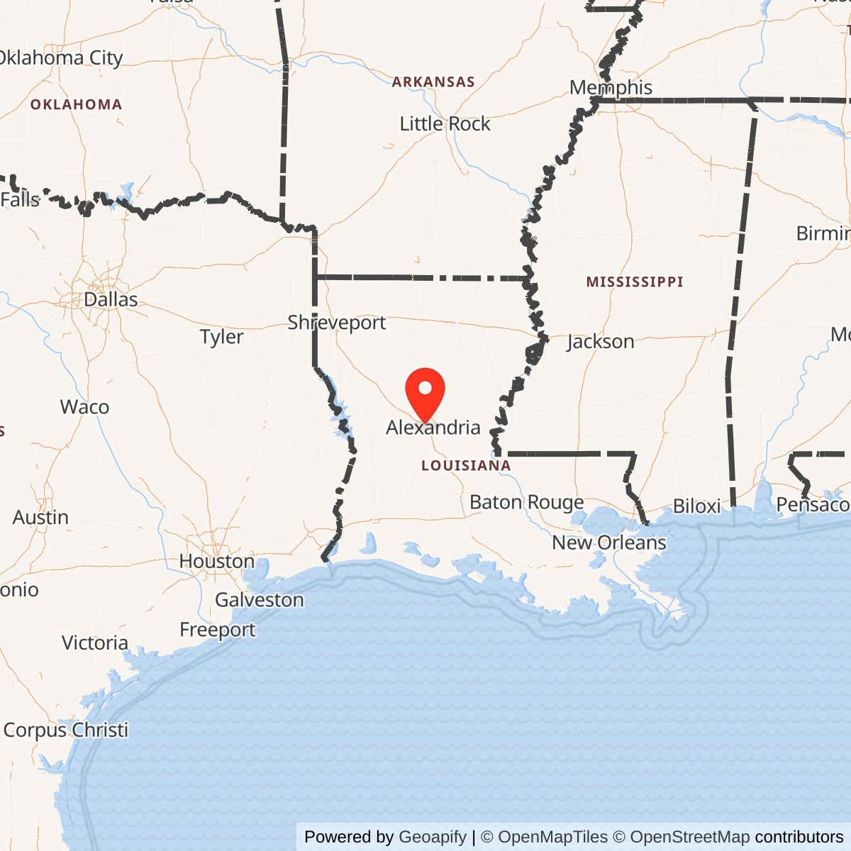 Map showing location of England Air Force Base