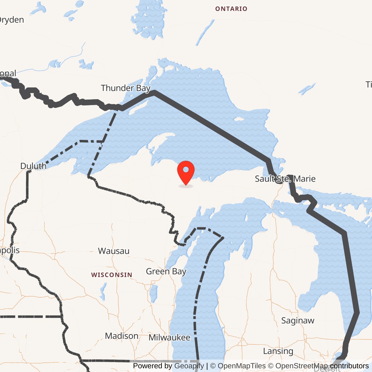 Map showing location of K. I. Sawyer Air Force Base, Michigan