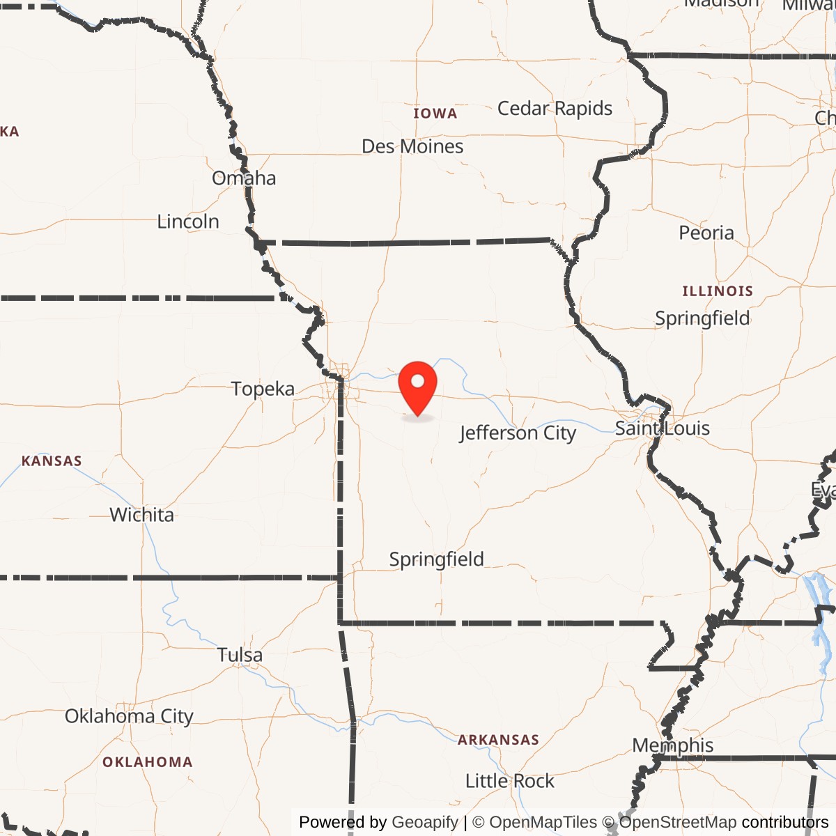 Map showing location of Whiteman Air Force Base, Missouri