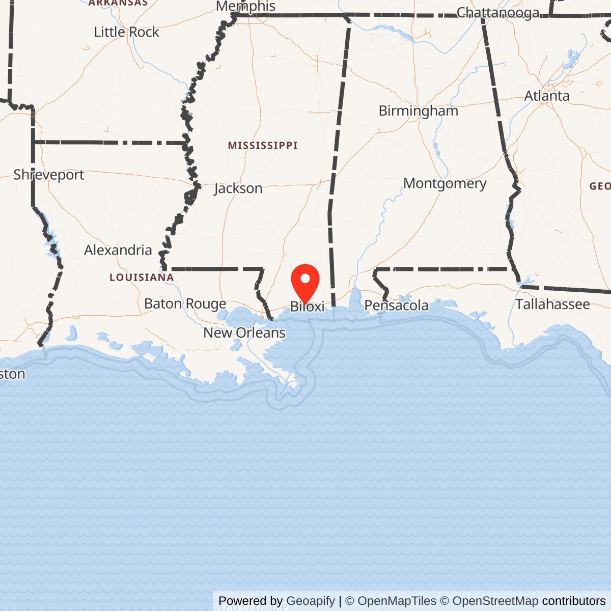 Map showing location of Keesler Air Force Base, Mississippi