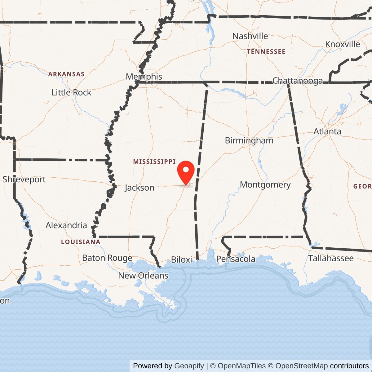 Map showing location of Meridian Air National Guard Base