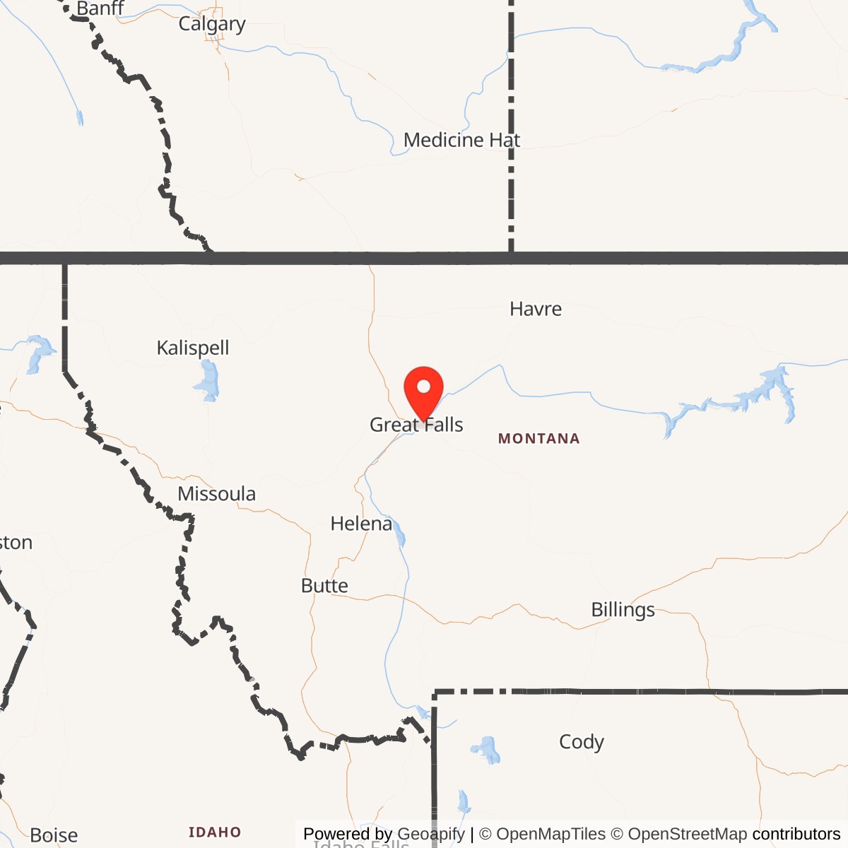 Map showing location of Malmstrom Air Force Base, Montana