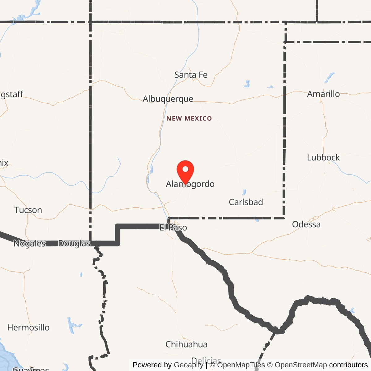 Map showing location of Holloman Air Force Base, New Mexico