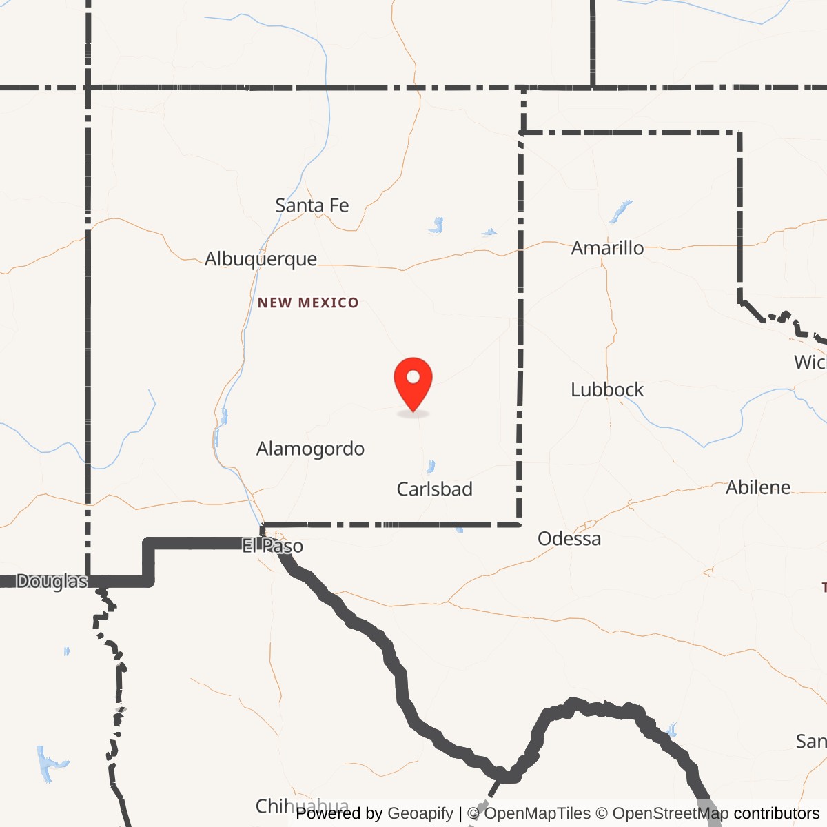 Map showing location of Walker Air Force Base, New Mexico