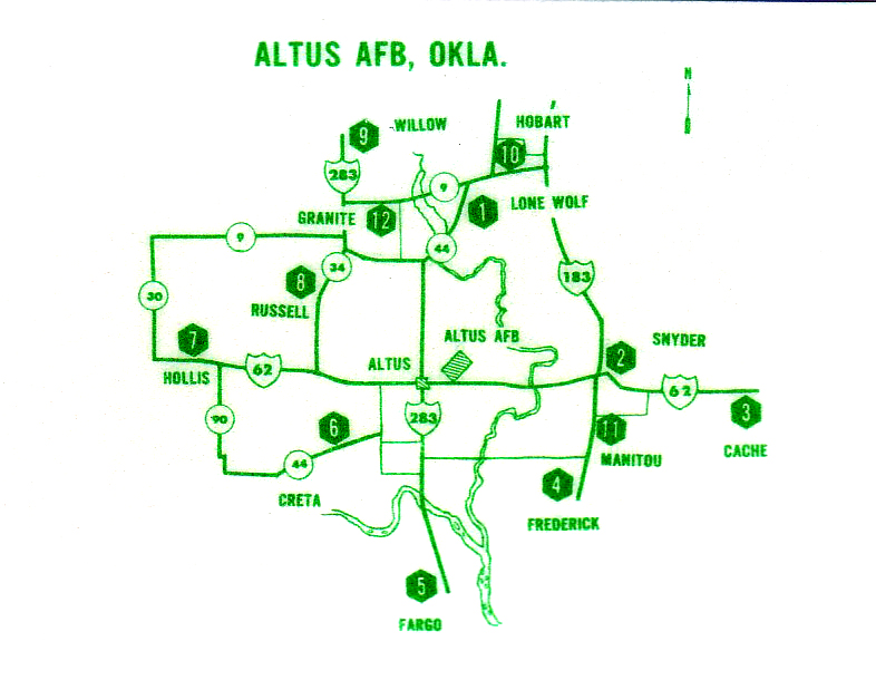 Map of Atlas Missile Silos at Altus AFB