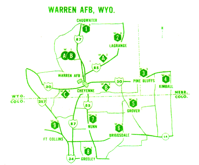 Map of Atlas Missile Silos at Warren AFB