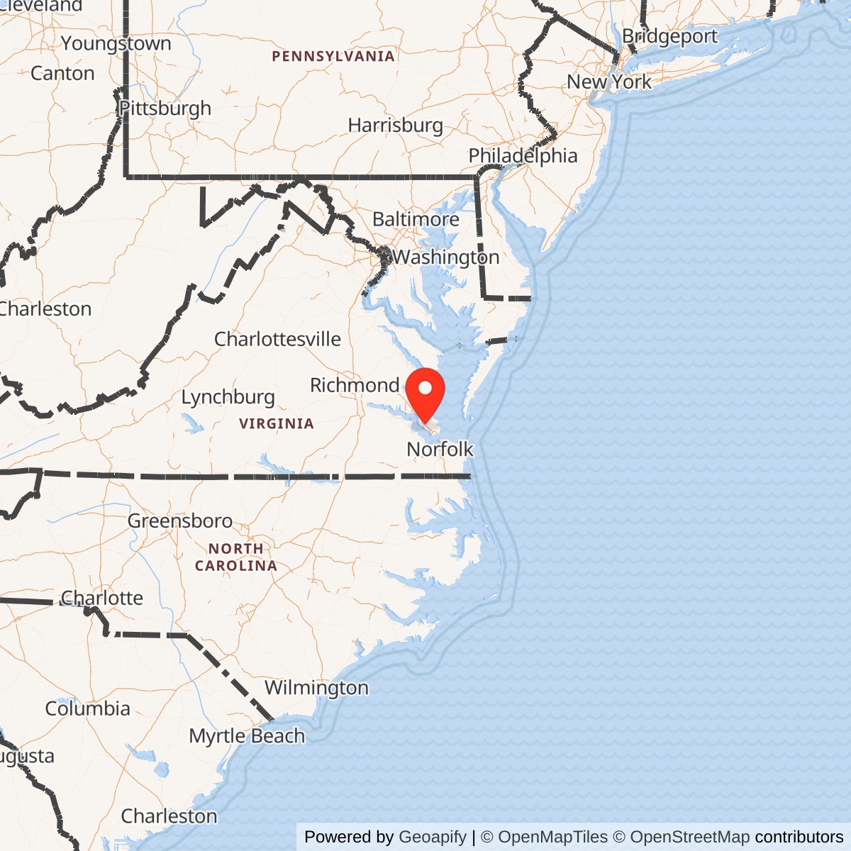 Map showing location of Former BOMARC Missile Silo Langley AFB, Virginia