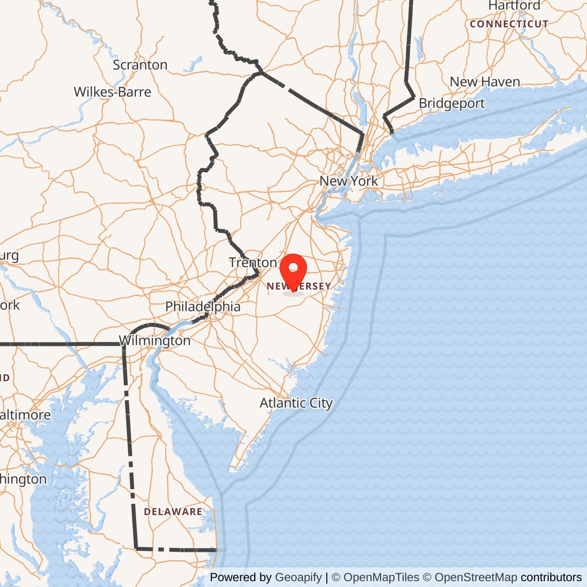 Map showing location of Former BOMARC Missile Silo McGuire Air Force Base, New Jersey