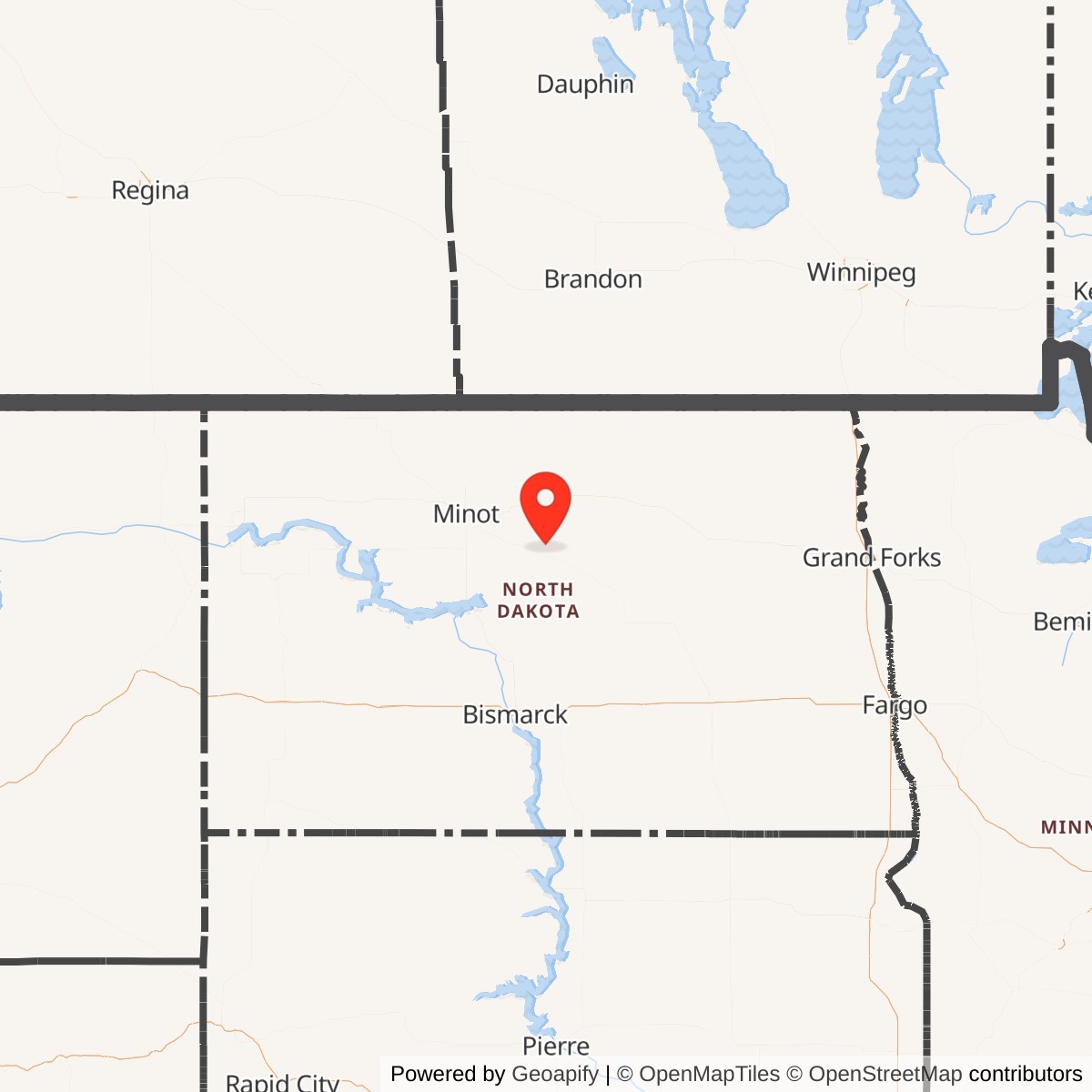 Map showing location of Minuteman Missile Silo Launch Facility A-02, North Dakota