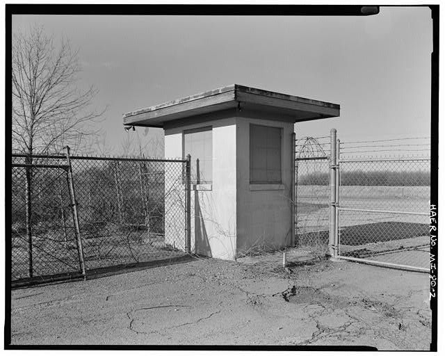 VIEW NORTHWEST, guard shack, main gate