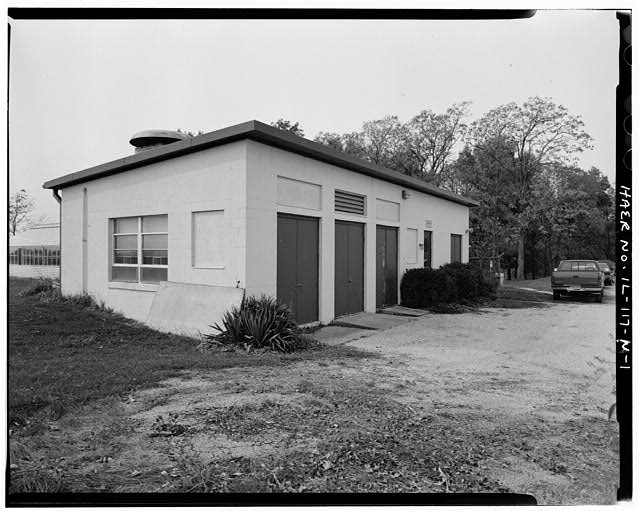 GENERATOR BUILDING NO. 1, FRONT AND LEFT SIDES, LOOKING SOUTHWEST