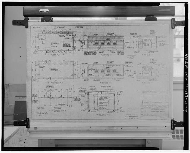 PHOTOCOPY, PLANS, ELEVATIONS, AND SECTION DRAWING OF WARHEADING BUILDING