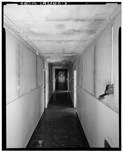 Mill Valley Early Warning Radar INTERIOR AXIAL VIEW OF THE CORRIDOR IN BUILDING 201, LOOKING EAST-NORTHEAST.