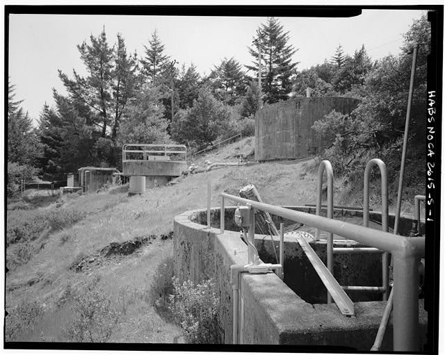 Mill Valley Early Warning Radar Station VIEW OF SEWAGE TANKS AT SEWAGE TREATMENT PLANT, BUILDING 304, LOOKING SOUTHEAST.