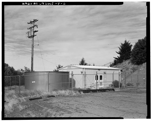 Mill Valley Early Warning Radar Station  EXTERIOR OF THE STORAGE SHED LOCATED NEAR THE POOL, BUILDING 305 AND THE TANK, LOOKING NORTHWEST.