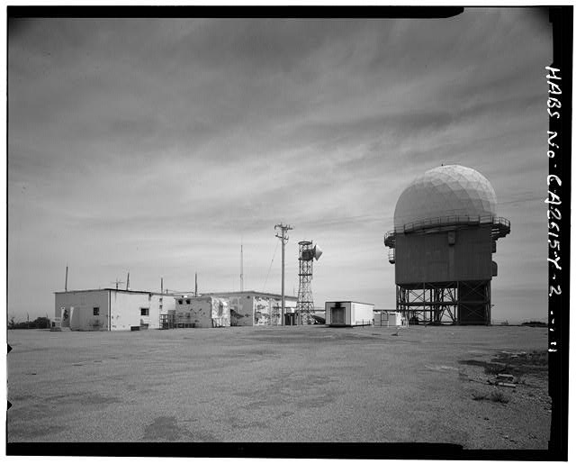 Mill Valley Early Warning Radar Station EXTERIOR SITE VIEW OF STRUCTURE 408 AND RADOME 409 ON RIGHT, LOOKING NORTHEAST.
