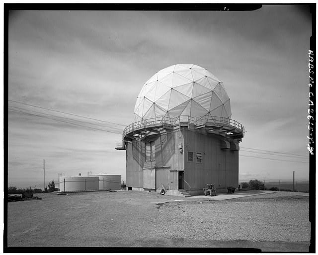 Mill Valley Early Warning Radar Station EXTERIOR VIEW OF RADOME, STRUCTURE 411, LOOKING SOUTHWEST.